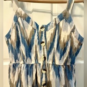Shyanne Dress - Blue and Cream Patterned